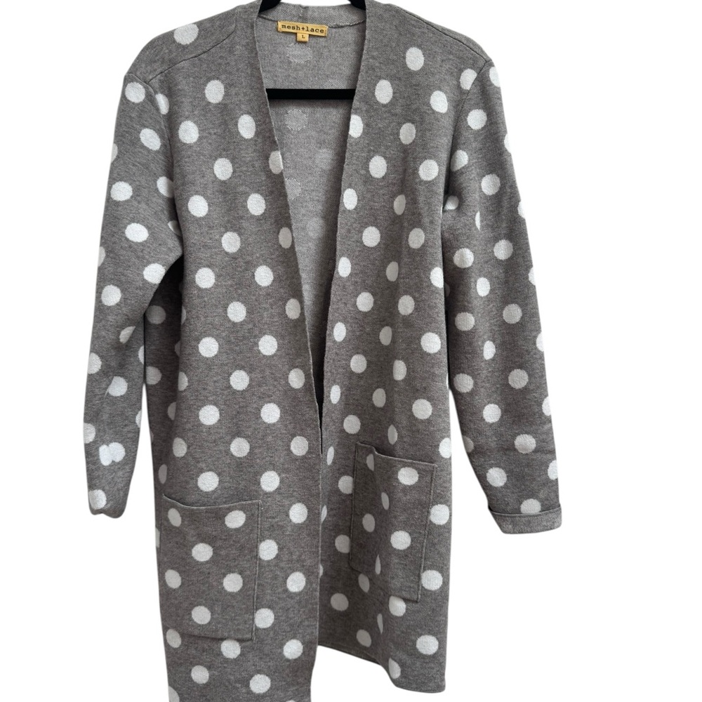 Gray and White Polka Dot Cardigan